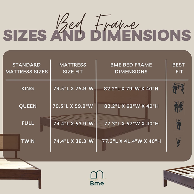 Bme Nipe (New) 14 Inch Deluxe Bed Frame with Adjustable Headboard Rustic & Bohem
