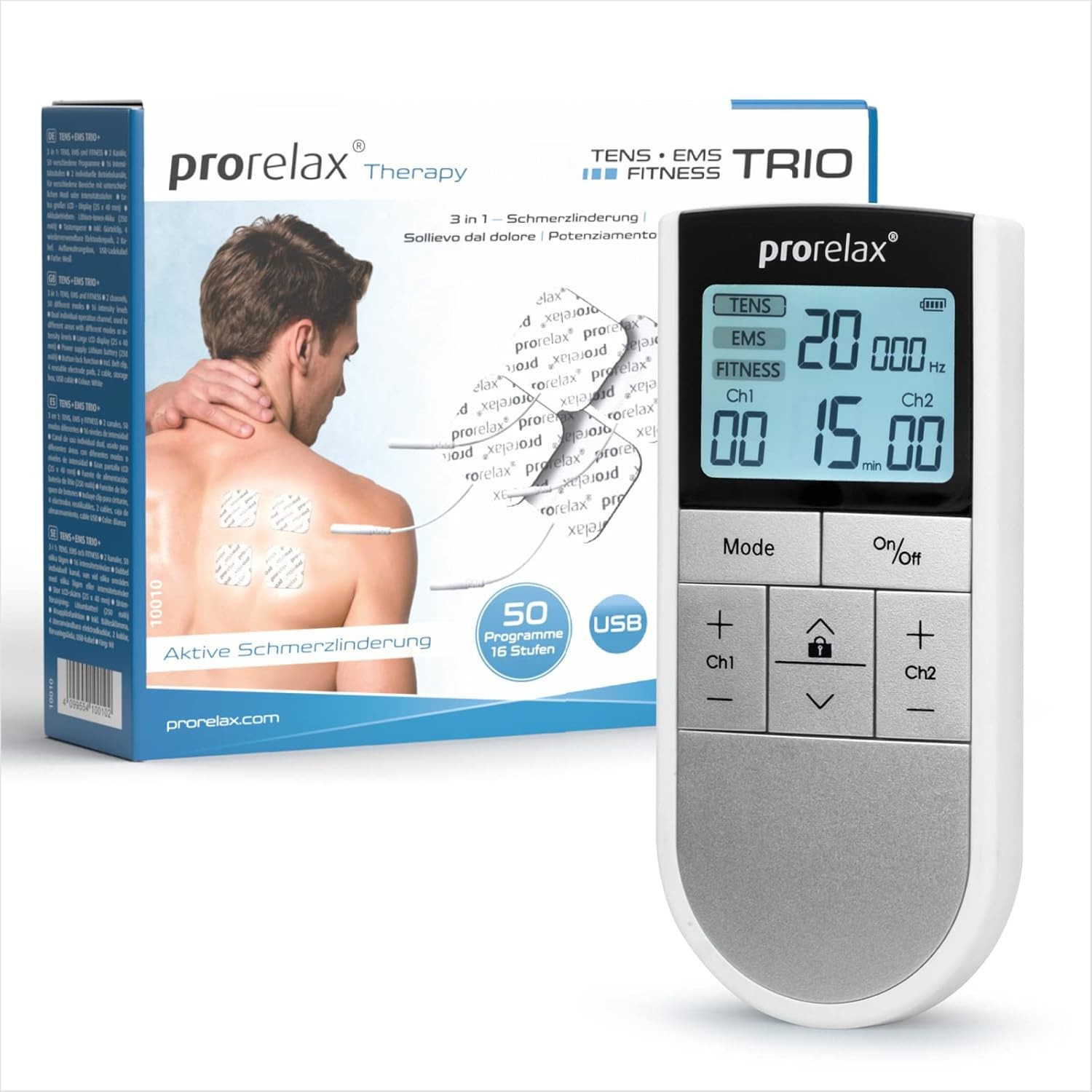 PRORELAX Elektrostimulationsgerät TENS/EMS Trio Reizstromgerät Fitness-Modus NEU - Bild 1 von 6