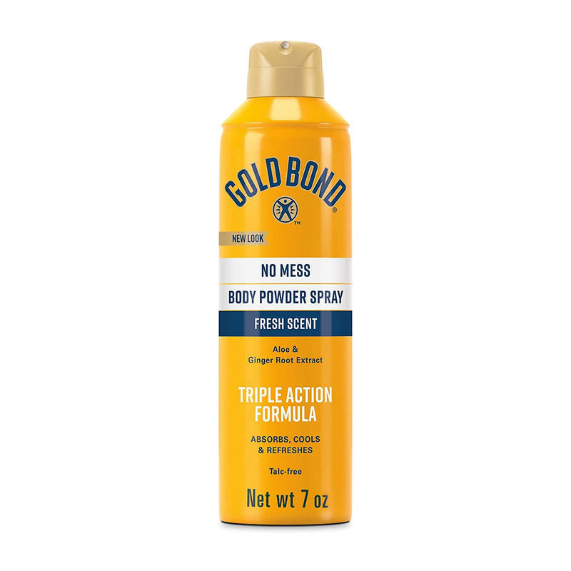 Gold Bond No Mess Talc-Free Body Powder Spray, 7 oz., Fresh Scent, With a Triple
