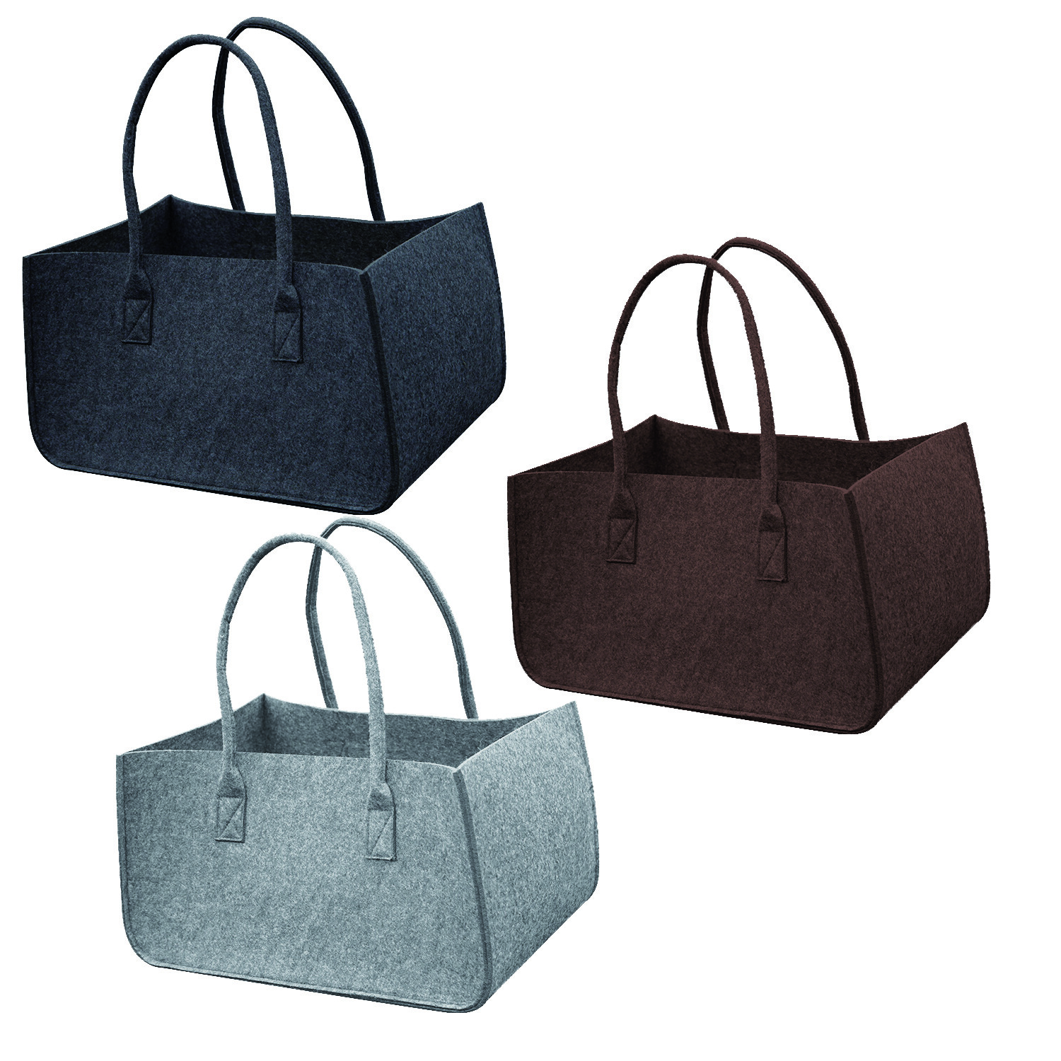 Einkaufstasche Filz Kaminholz Tragetasche Zeitungstasche Shopper Bag 50x34x27cm