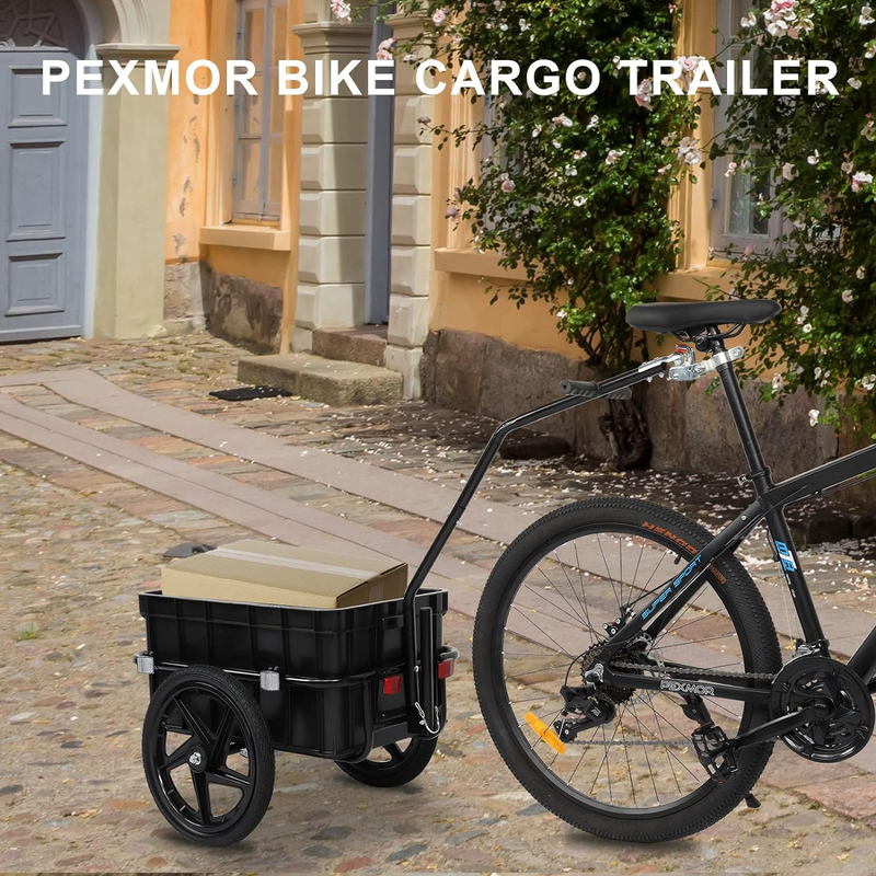 Bike Cargo Trailer with Removable Box & Waterproof Cover, Bicycle Wagon