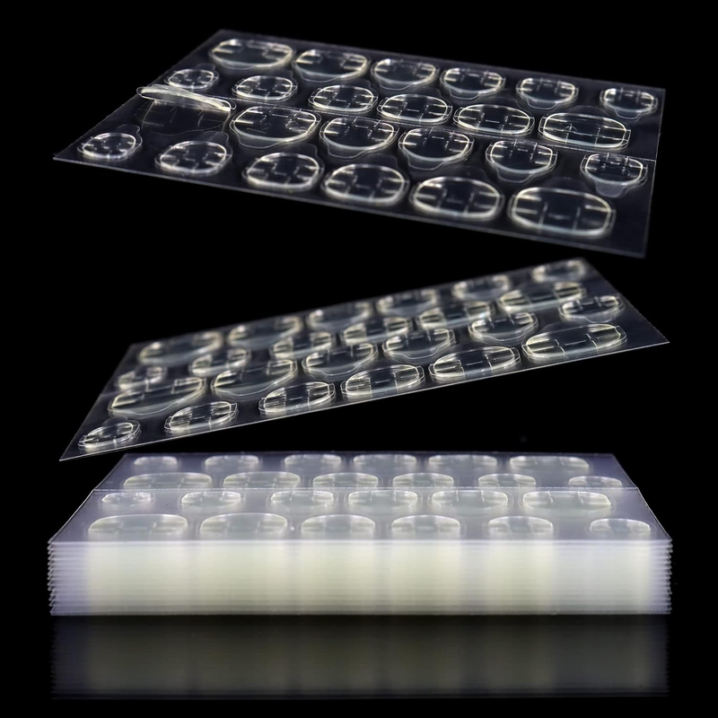 288pcs (12 Sheets) Adhesive Tabs Waterproof Breathable Double-Sided Jelly Nail S