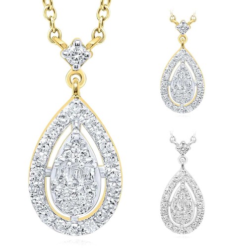 ✨K18 diamond teardrop necklace✨ <No.879> Milestones Diamond Teardrop Necklace 1/2 ct tw 10K Yellow