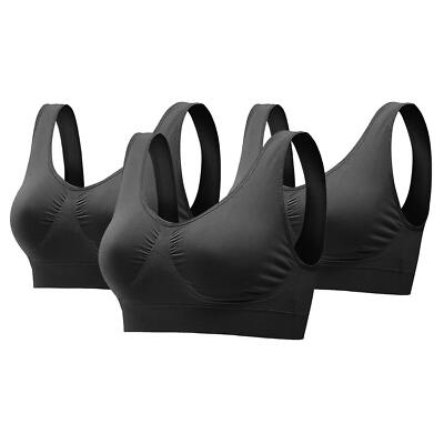 3Pack Sport Bras Seamless Wire Free Weight Support Tank Sports Yoga Sleep Bra US