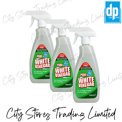 3 X White Vinegar Trigger Spray 500ml For Cleaning Laundry