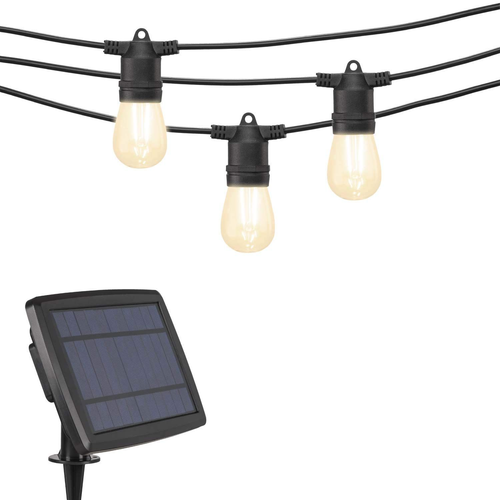 Beams S14 Bulb Solar LED Weatherproof Outdoor String Lights, 27 feet, 27 ft