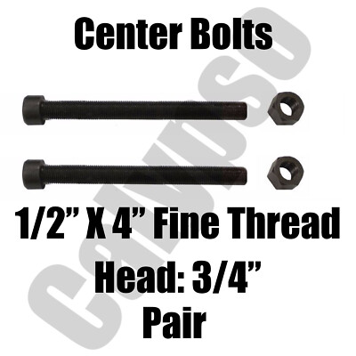 Leaf Spring Center Bolt - 1/2 x 4 (PAIR) Fine Threaded Leaf Bolts with Nuts