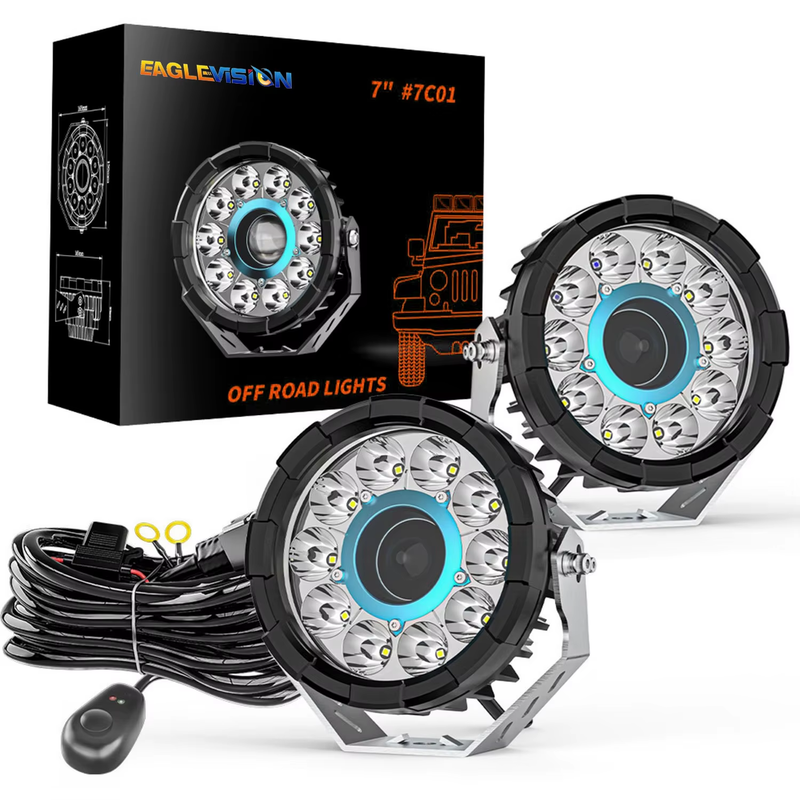 7inch universal LED Headlights Work Light Bar Daytime Driving Work 6000K Spot Co