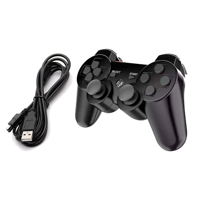 Black Wireless Bluetooth Double vibration Game Controller For PS3 Playstation 3