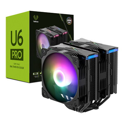 Vetroo U6 Dual Tower CPU Cooler w/ 6 Heatpipes 120mm ARGB & PWM Fan AMD Intel