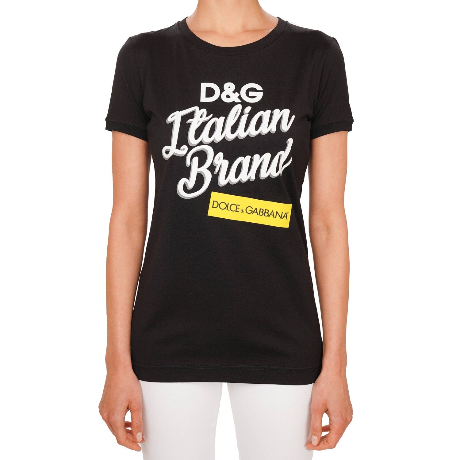 Топ-футболка с нашивкой с логотипом Dolce & Gabbana Dg Черный It 38 De 34 XS 13578