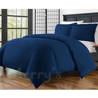 Duvet Cover Set 3 Piece FullQueen Bamboo Hypoallergenic Wrinkle Resistant Navy