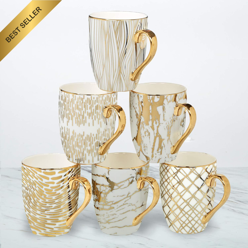 26540SET6 Matrix 16 Oz. Gold Plated Mugs, Set of 6, 5
