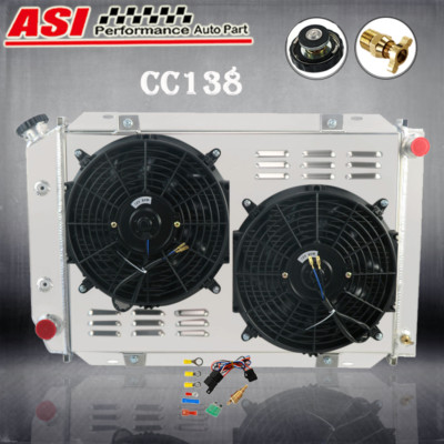 3 Row Aluminum Radiator Shroud Fan Relay Kit For 79-93 Ford Mustang GT 5.0L V8