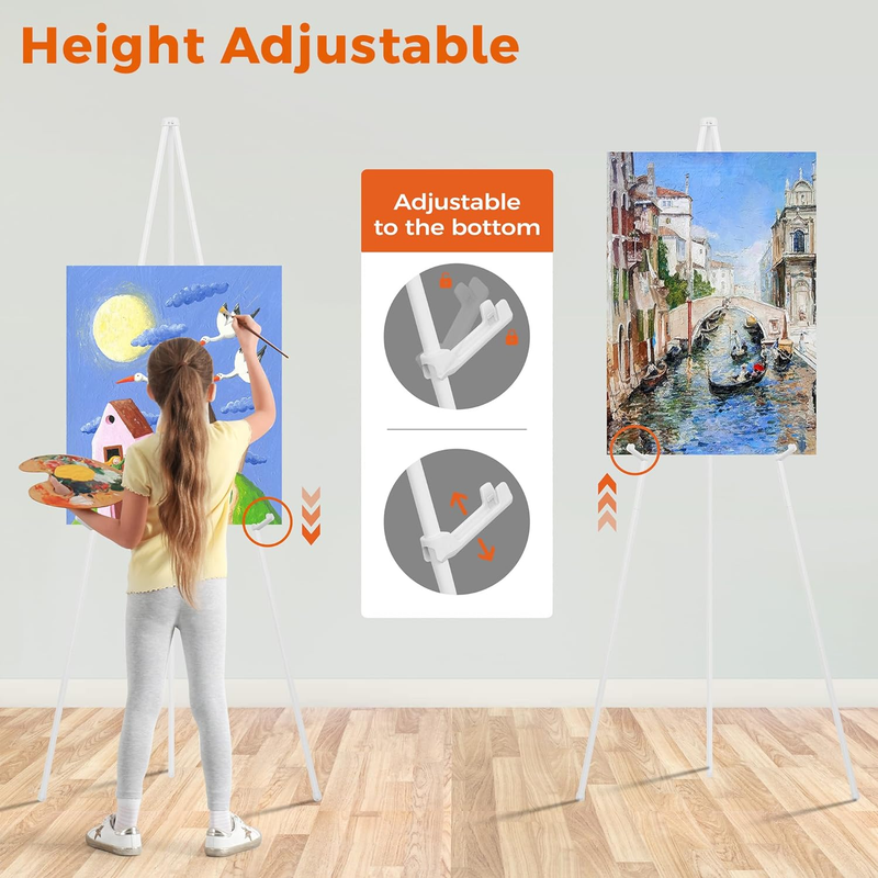 63" Easel Stand for Wedding Signs, Posters, Portable Artist Easel for Painting C