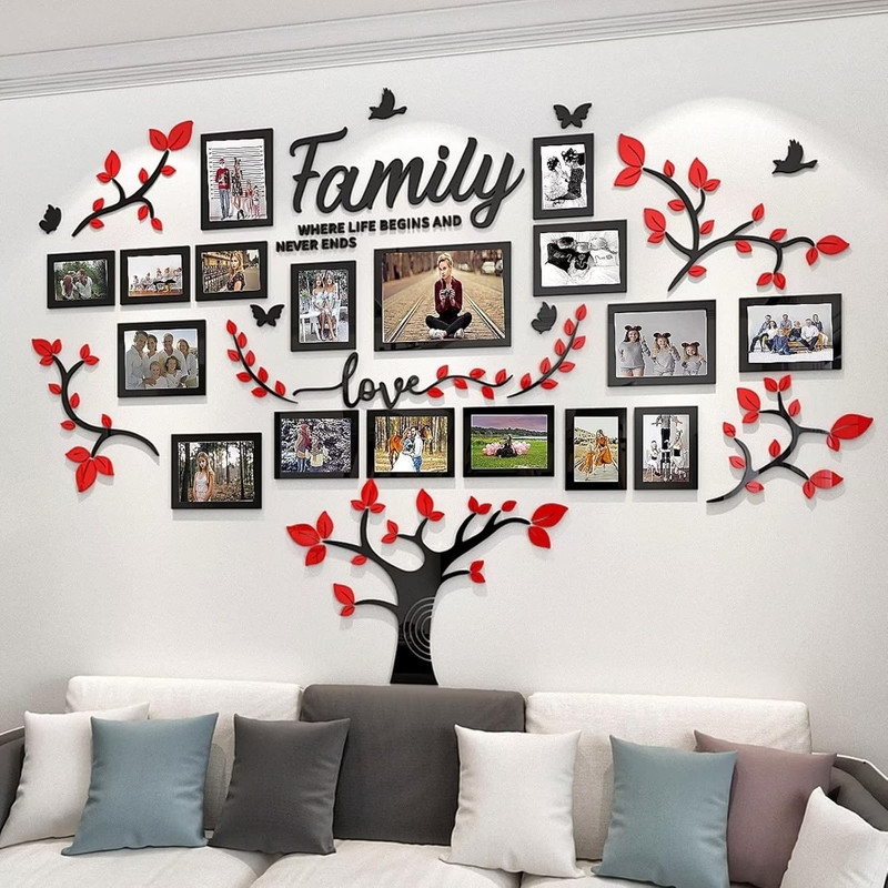 DIY 3D Acrylic Family Tree Wall Decor with 17 Picture