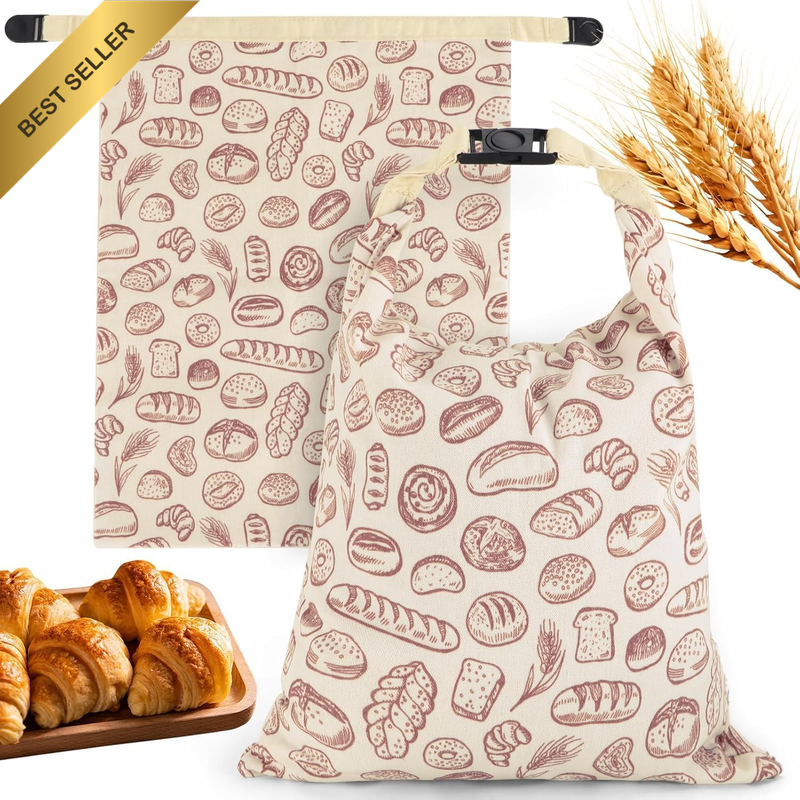 2 Pack Beeswax Bread Bag for Homemade Bread, 17"X13" Reusable Cotton Storage, Or