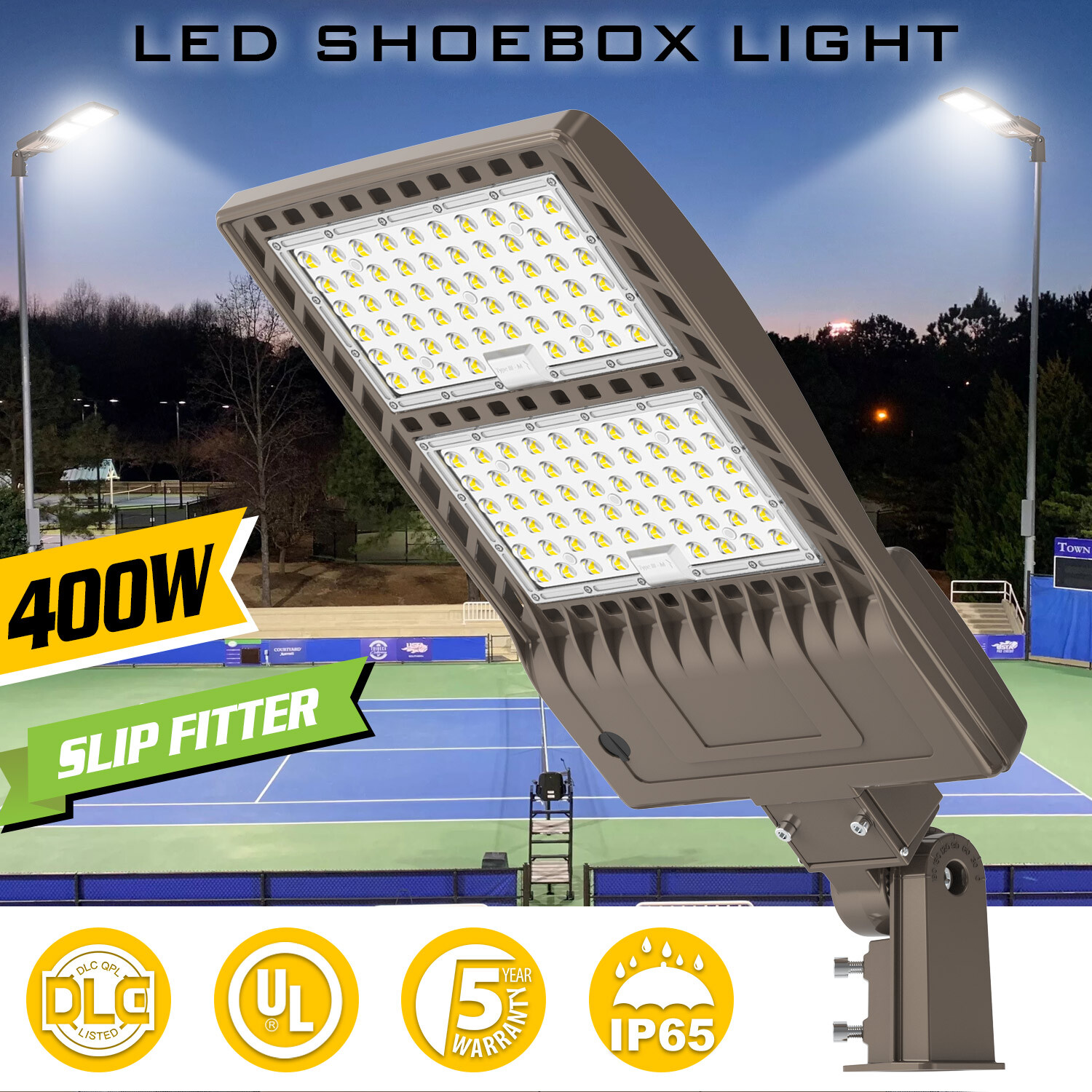 400 Watt LED Shoebox Parking Lot Light Commercial Outdoor Tennis Courts Lighting