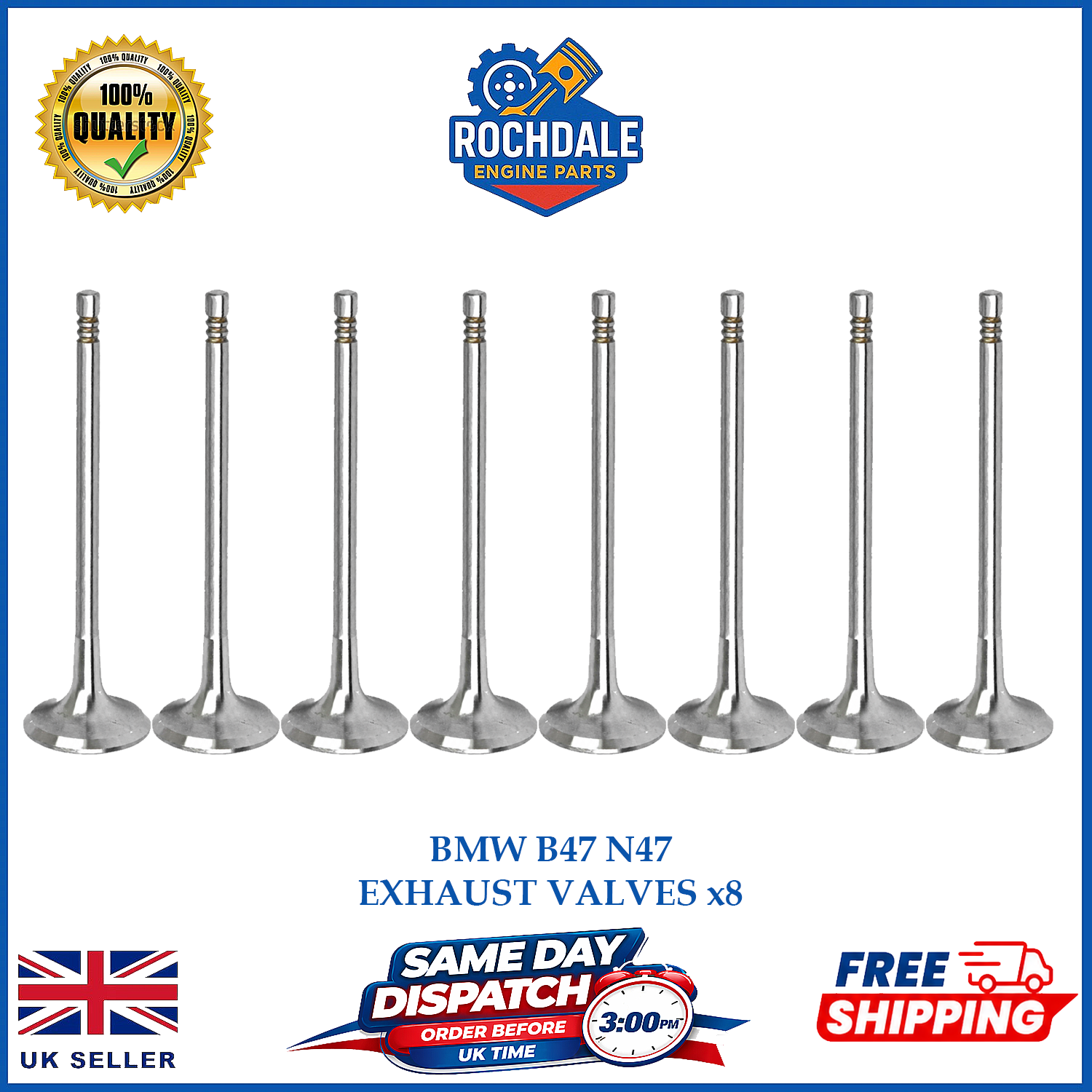 EXHAUST VALVES x8 FOR BMW B47 N47 F10 F30/F31 1 2 3 5 X1 SERIES 2.0 DIESEL 120d