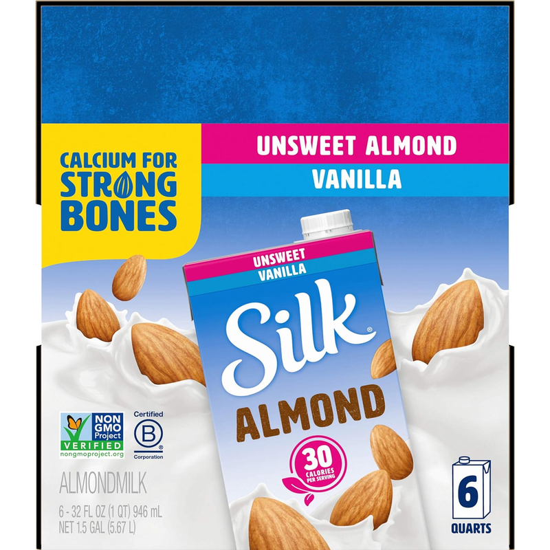 Shelf-Stable Almond Milk, Unsweetened Vanilla, Dairy-Free, Vegan, Non-Gmo Projec