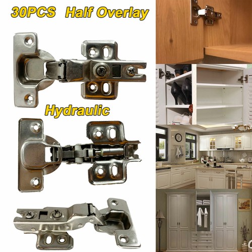 30x Soft Close Half Overlay Cupboard Cabinet Door Hydraulic Hinges