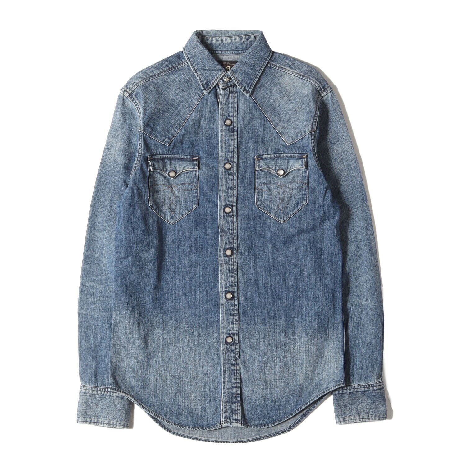 RRL RALPH LAUREN men's vintage processed western denim shirt RRL RALPH LAUREN men's vintage processed western denim shirt