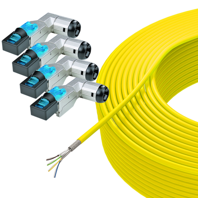 Netzwerkkabel UV-beständig 100m Cat7 Universal & 4x Cat6a Winkel RJ45 Stecker