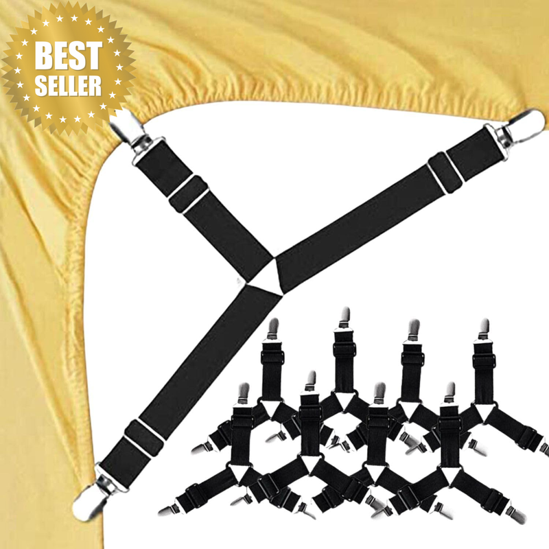 Bed Sheet Fasteners, 4/8 PCS Adjustable Triangle Elastic Suspenders Gripper Hold