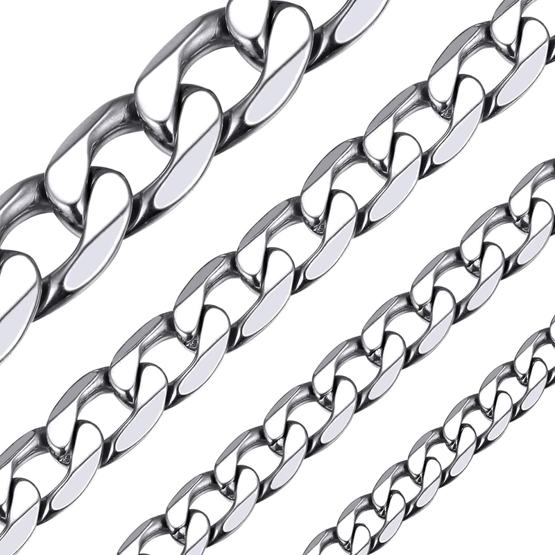 Cadena Cubana De Acero Inoxidable Para Hombre - 9 Mm De Grosor, Corte De Diamante, Longitud 40.6 Cm - Estilo Hip Hop Clásico