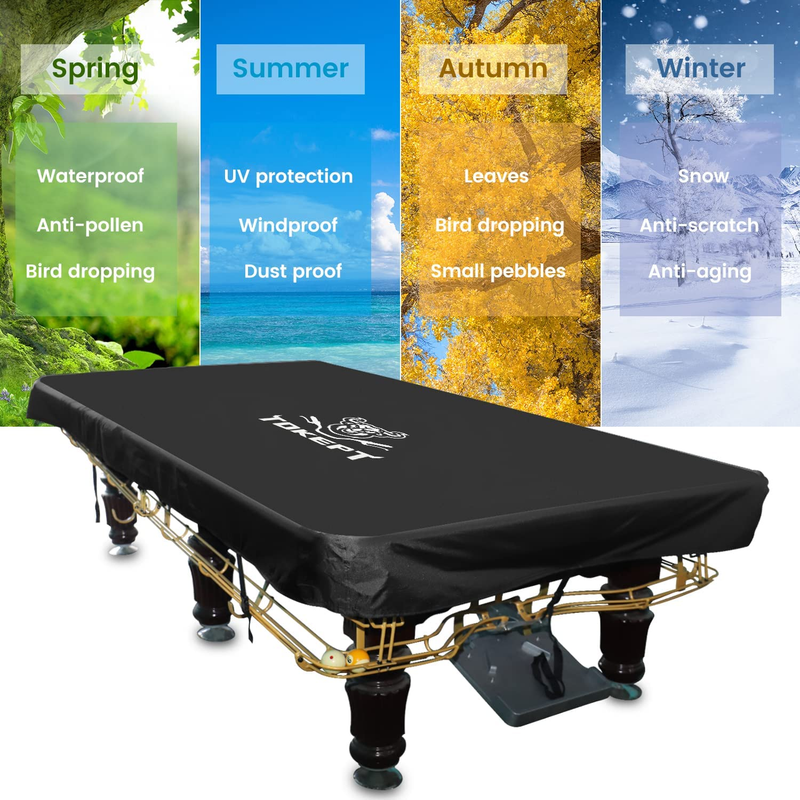 7/8/9Ft Pool Table Cover, 600D Upgrade Heavy Duty Waterproof Fabric with Windpro