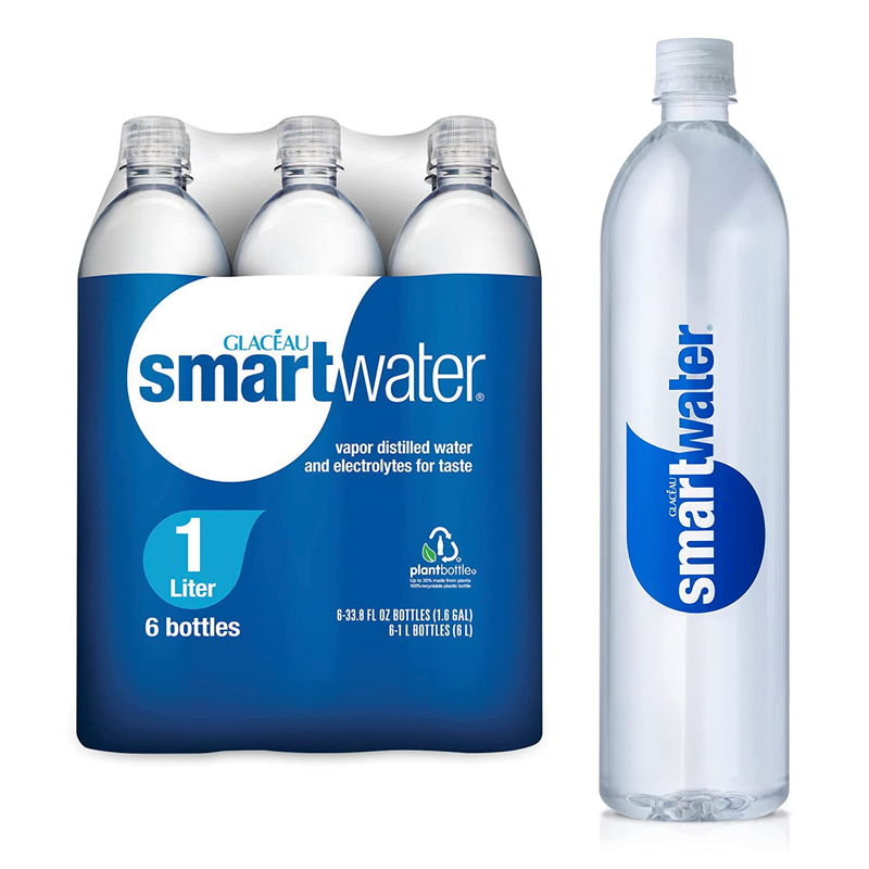 Smartwater Vapor Distilled Premium Water Bottles, 1L, 6 Pack