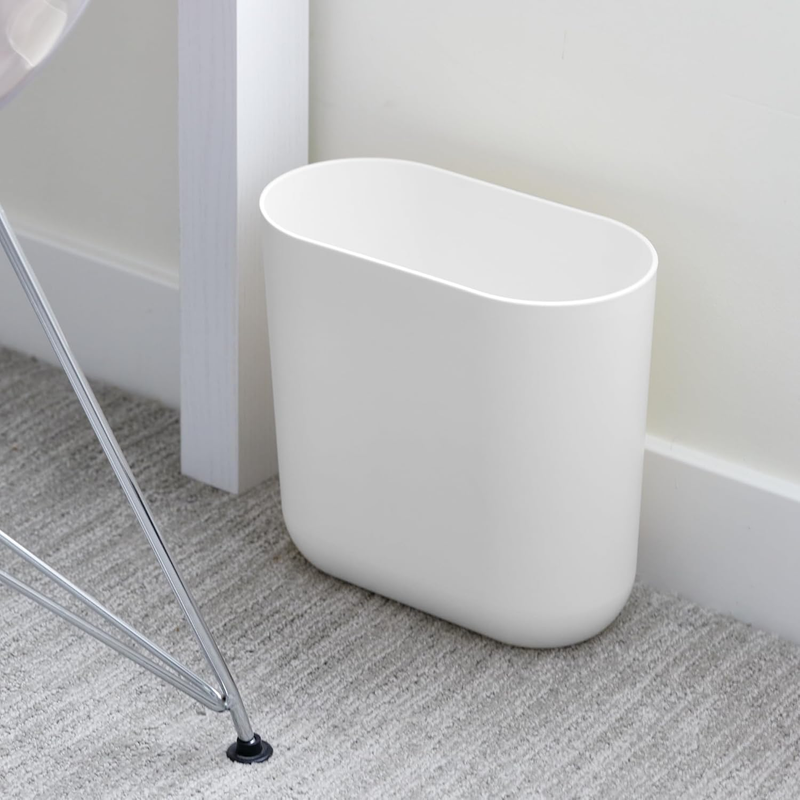 iDesign Cade Oval Slim Trash Can, Compact Waste Basket Garbage Can for Bathroom,