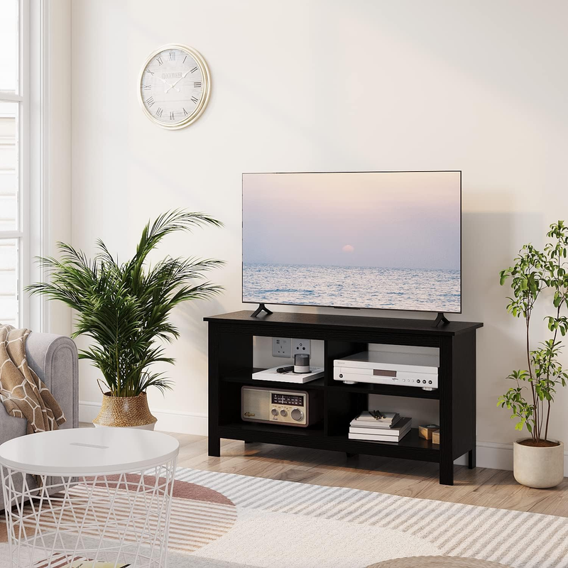 43 Inches TV Stand,Mid Century Modern Entertainment Center with 4 Open Shelves F