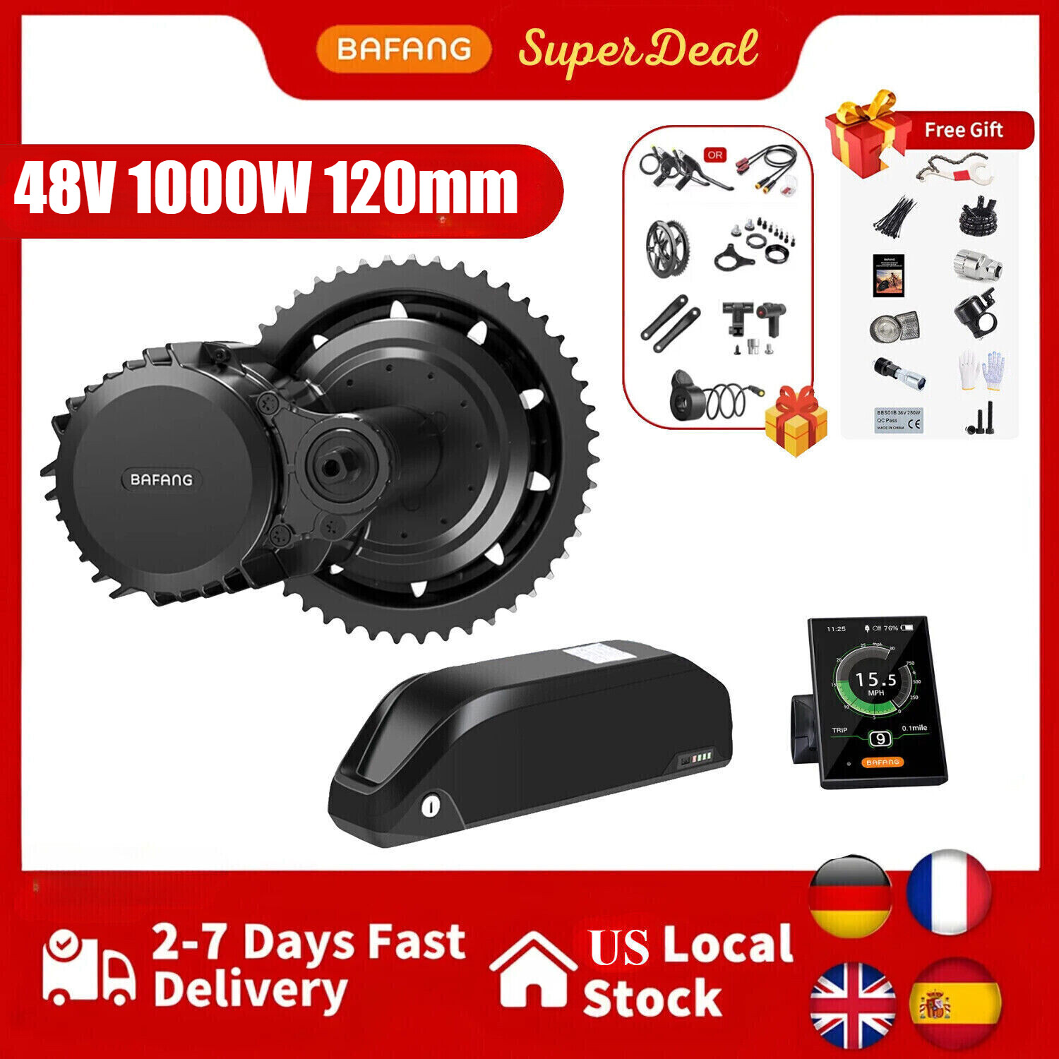 Bafang 48v 1000w リアハブモーター 搭載用キット Amazon | BAFANG 48V 1000W リアハブモーター : 26インチ