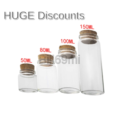 5pcs of 50 ml small glass vials with cork tops tiny bottles Little empty jars...