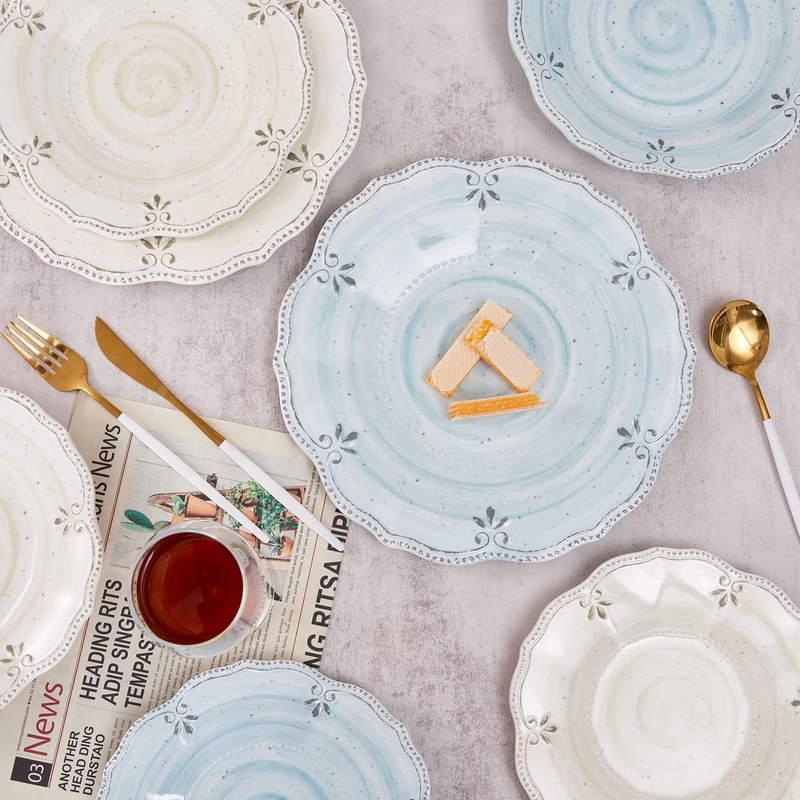 Dinnerware Sets 12 Pcs Plates and Bowls Sets Melamine Plates Indoor and Outdoor