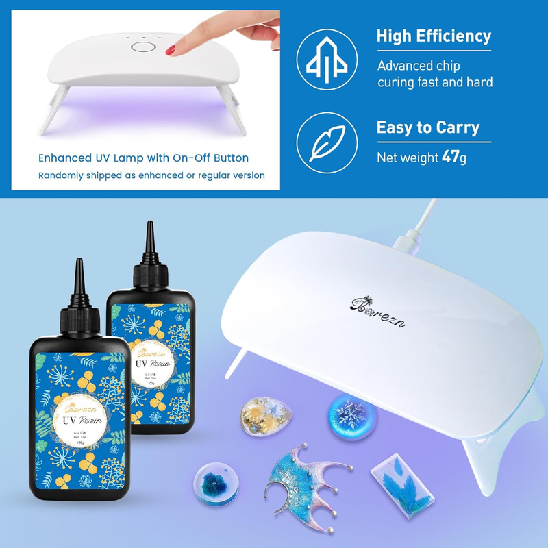 Upgraded UV Resin Kit with Light- 200g Clear Hard UV Cure Epoxy Resin Supplies P