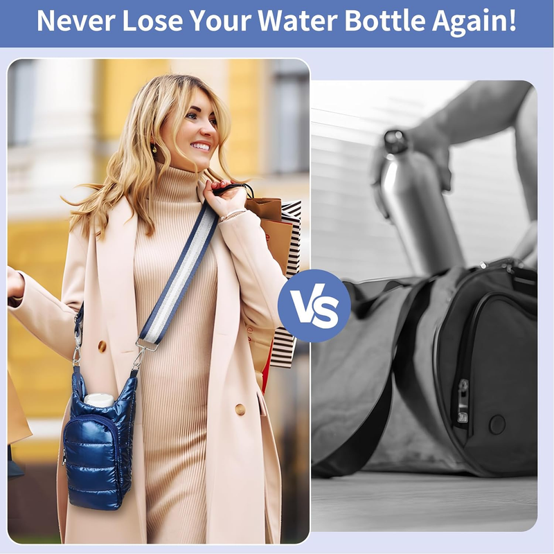 GYSLEOT Quilted Water Bottle Crossbody Bag with Strap Stylish Puffer Crossbody W