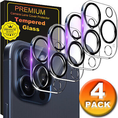 4x For iPhone 15 14 13 12 11 Pro Max Tempered Glass Camera Lens Cover Protector