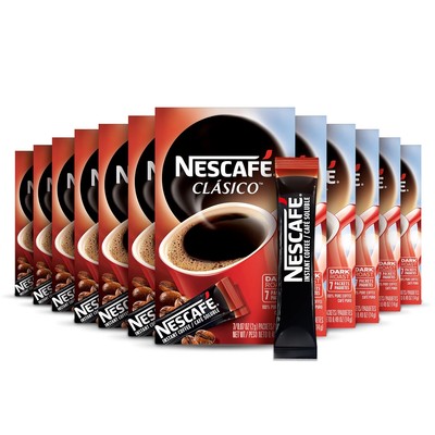 NESCAFE CLASICO, Dark Roast Instant Coffee, 12 boxes 0.49