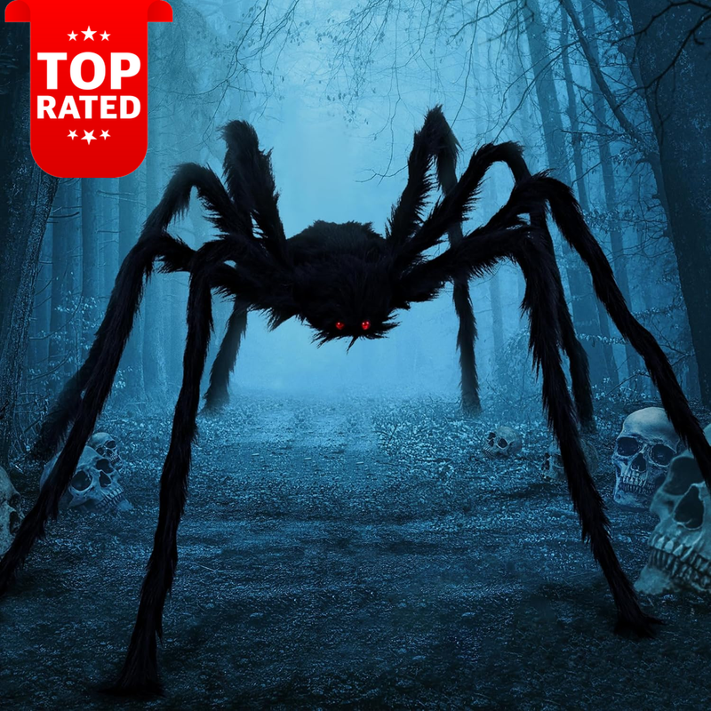 6.5FT Giant Halloween Spider Outdoor Decoration Scary Prop Black Yard Lawn Decor