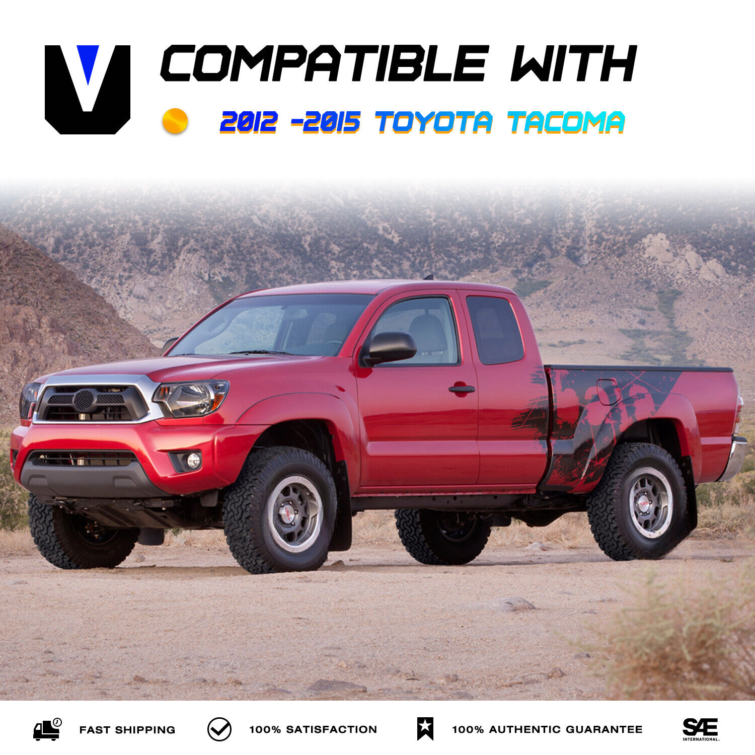 For 2012-2015 Toyota Tacoma TRD Black Headlights Assembly Amber Corner Lamps Set