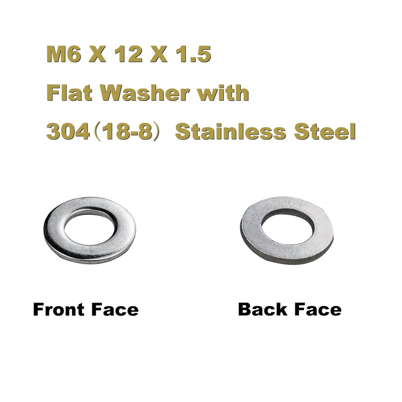 M6 Flat Washers 120Pcs M6 304 Stainless Steel Flat Washer for Bolts Screws, M6 x