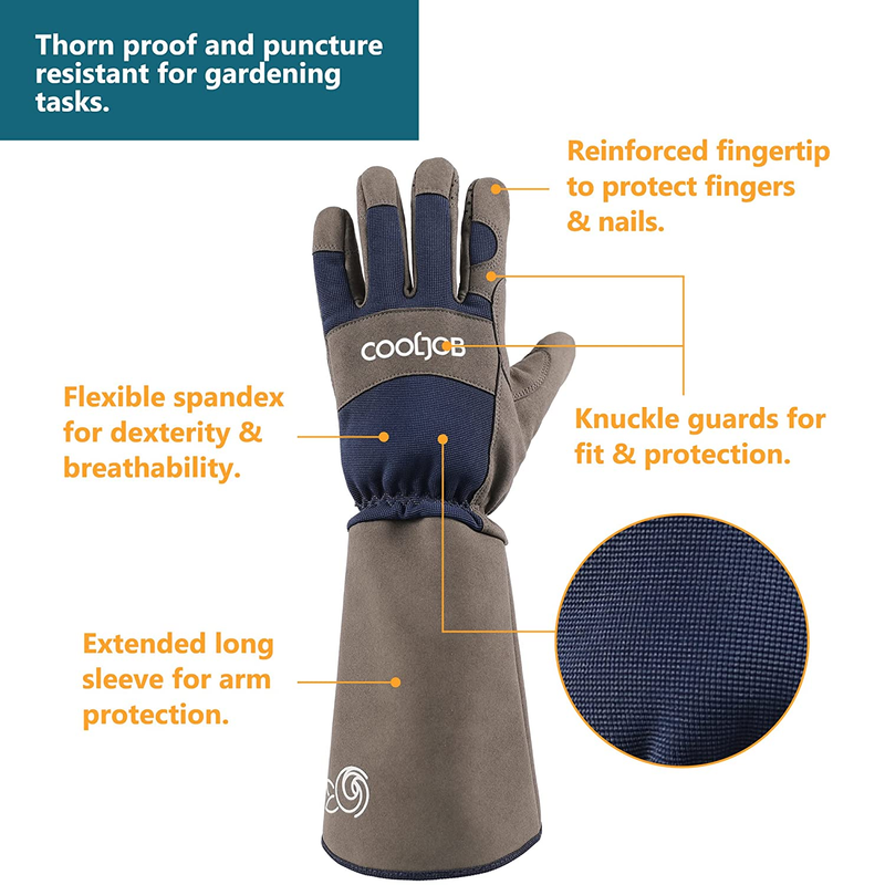 COOLJOB Rose Pruning Thorn Proof Gardening Gloves, Long Sleeve Puncture Proof Gl