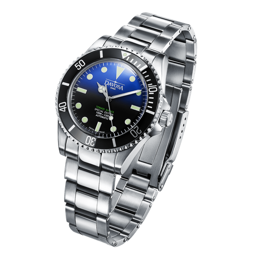 Pre-owned Davosa Ternos Sixties Blue Vintage Dive Automatic Swiss Made 40mm Watch 16152590