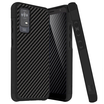 For TCL ION X / V Case Hybrid Carbon Fiber TPU Armor Magnet Mount Friendly Cover