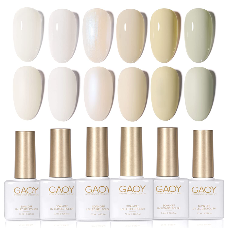 Milky White Gel Nail Polish Set of 6 for Nail Art Salon Shellac Varnish