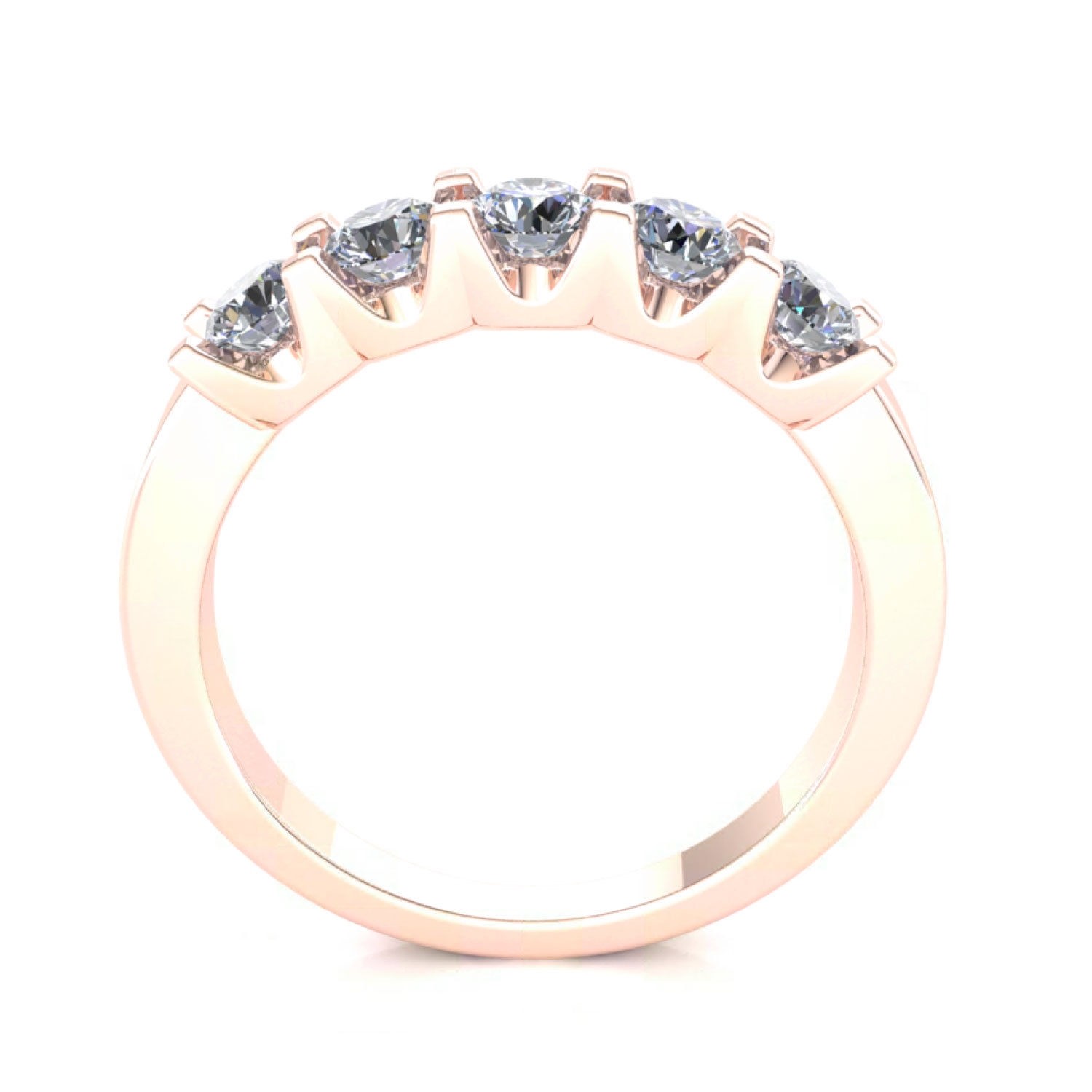 Pre-owned Jewelwesell 1ct Round Brilliant Cut Diamond 5stone Wedding Band Ring 14k Rose Gold I Si2