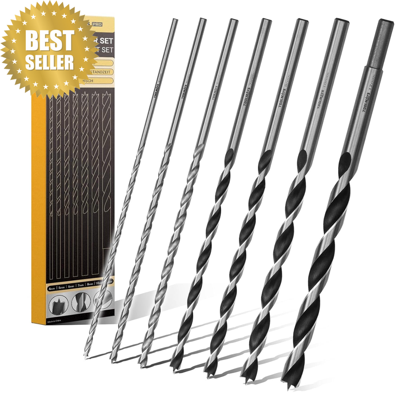 Extra Long 230Mm Brad Point Wood Drill Bit Set Metric - 7 Pack Carpenters Qualit