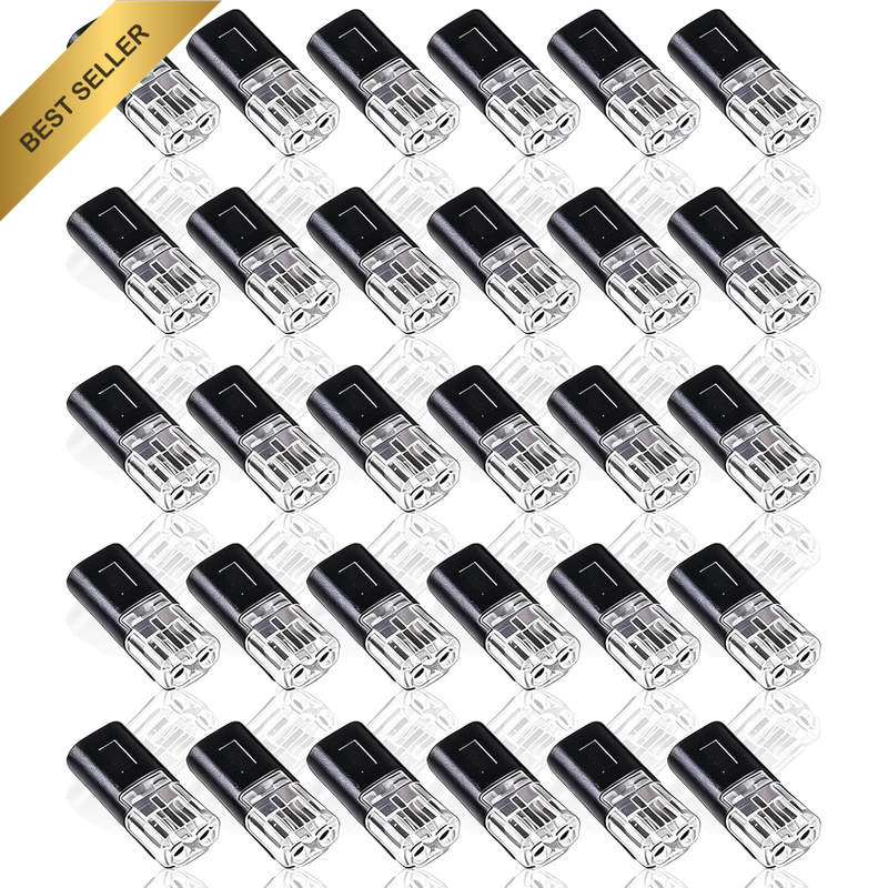 30 Pcs Waterproof 2-Pin Wire Connectors (12V DC, 18-22 AWG) | Quick Connect Elec
